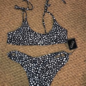 ZAFUL high cut printed tie bathing suit set